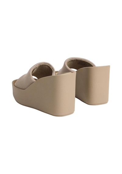 Calvin Klein Kadın Kanvas Bej Platform Topuklu Sandalet-15176