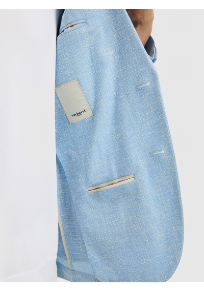 Cacharel Açık Mavi Slim Fit Yün İpek Karışımlı Ceket Denim