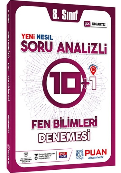 Puan Yayınları 8. Sınıf LGS Fen Bilimleri Çek Kopartlı Soru Analizli 10+1 Deneme P-097544