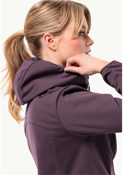 Jack Wolfskin Windhain Hoddy Kadın Softshell Ceket-1307481 Mor