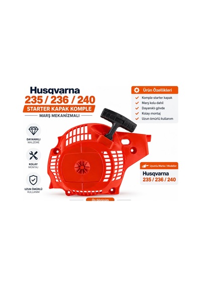 Algaride Husqvarna 235 236 240 Uyumlu Starter Kapak Komple Marş Mekanizmalı Motorlu Testere Çekme Starteri Yedek Parça