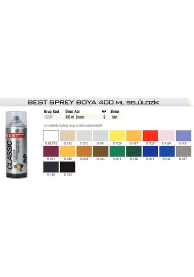 Best Classic Buzdolabı Beyazı Sprey Boya 400 ML Tekli N11.8776