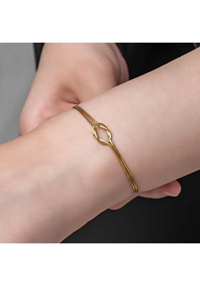 Stillove Gümüş Gold Aşk Düğüm Kadın Bileklik