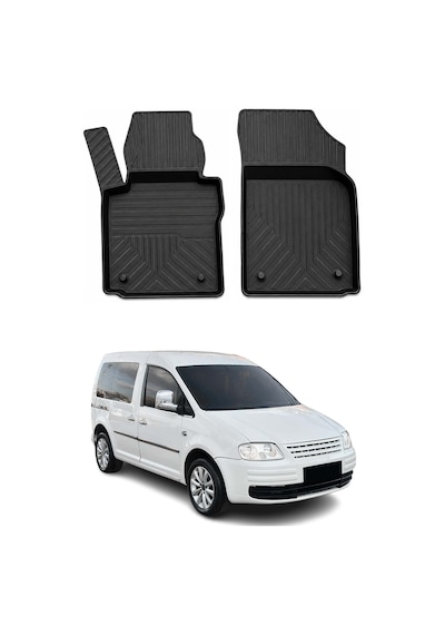 Volkswagen Caddy 3 - 4 2004-2019 Uyumlu 4d Ön Havuzlu Paspas Kauçuk Siyah 2 Parça
