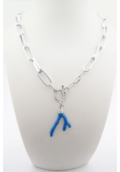 Kadın Özel Tasarım Dal Figürlü Kalın Zincirli Kolye Gümüş-Tek Ebat N11.23246 Altın