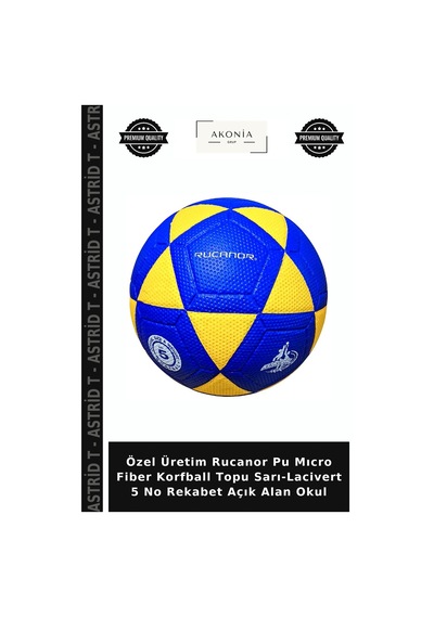 Özel Üretim Rucanor Pu Mıcro Fiber Korfball Topu Sarı-lacivert 5 No Rekabet Açık Alan Okul