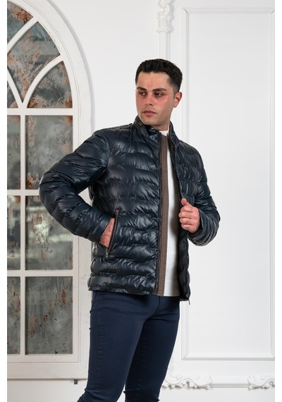Regular Fit Dik Yaka Astarlı Kapitone Erkek Mont 001