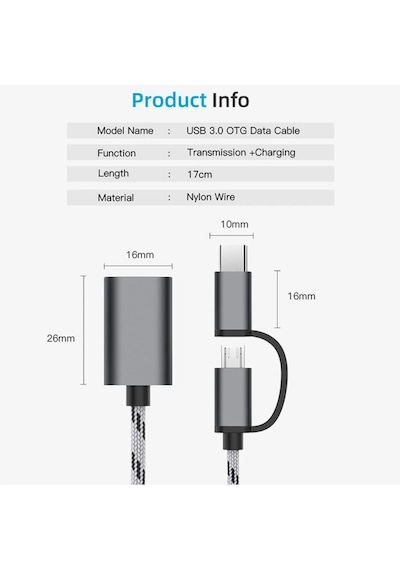 Alfais 4901 Usb 3.0 Otg To Type C Micro Usb Çevirici Adaptör