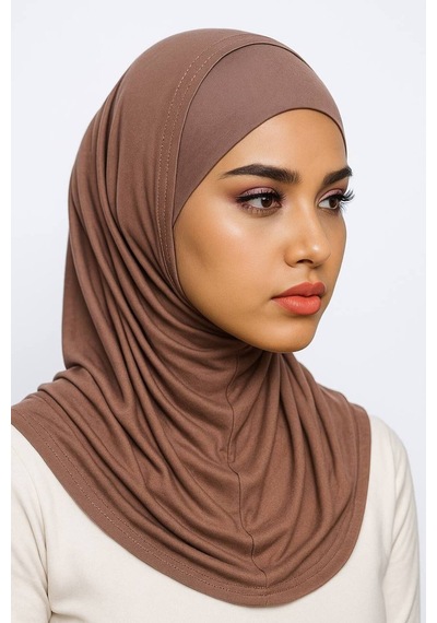 Aldaıyr Hijab 2 Parça Likra Kumaş Kahverengi 1