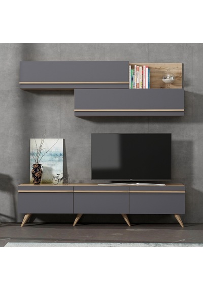 Tv Ünitesi Asil Antrasit Meşe 180 Cm