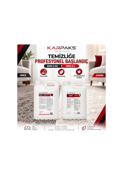 Profesyonel Halı Yıkama Başlangıç Seti Sofa 5 Kg + Vera 5 L Halı Koltuk Yıkama Deterjanı Ve Halı Oda Parfümü Diğer