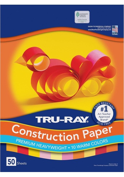 Construction Paper, Warm Assorted, 12" X 18", 50 Sheets