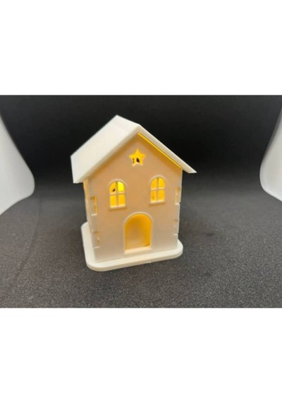 Noel Evi Seti Kartı - Yılbaşı Dekorları - Yılbaşı Süsü 1 Adet Pilli Mum Dahil