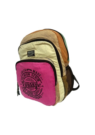 Old Cotton Cargo Kaliteli Vintage Disayn Sırt Gezi Çantası New Patchwork 5017 Pembe