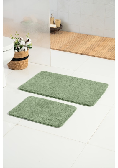 Buççin Online Mağaza Maxiform Yeşil 60x100 - 60x50 Cm 2'li Banyo Paspası Polyester Kalın 12 Mm + Yeşil Çok Renkli