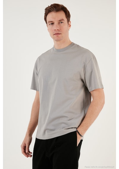 Buratti Pamuklu Relaxed Fit Sıfır Yaka Erkek T Shirt 5905446 Gri