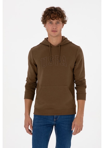 U.S. Polo Assn. Erkek Regular Fit Kapüşonlu Haki Basic Sweatshirt 50315663-VR027