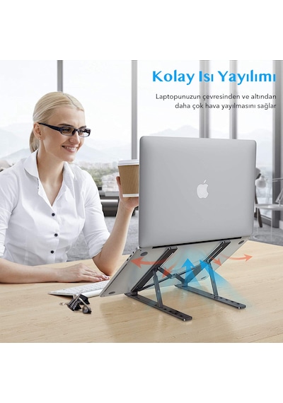 Idock N29-3 Katlanır Aluminyum Laptop Bilgisayar Standı - Siyah