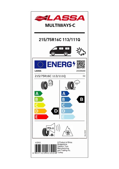 Lassa 215/75R16 C 8pr 113/111Q Multıways-C Dört Mevsim Lastiği 2025