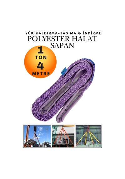 1 Ton 4 Metre Kahve Polyester Sapan - Yüksek Mukavemetli Yük Kaldırma Ve Taşıma Spanzeti - Endüstriyel Sınıf, Güvenli Bağlama Ve Sabitleme Halatı Ağır Yük Taşıma, İndirme ,sabitleme Halatı