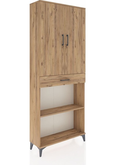 Arges Dolap 4 Raflı Tek Çekmeceli 2 Kapaklı 88x30x221 Çam-çam Çam