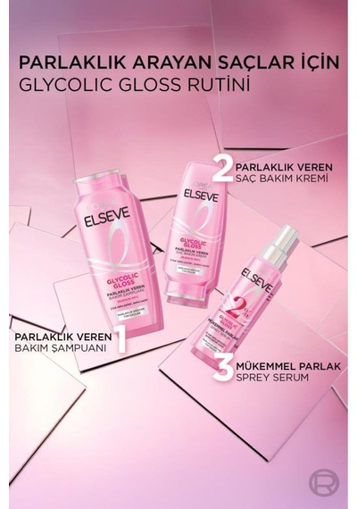 5'li Glycolic Gloss Core Parlaklık Veren Bakım Şampuanı 300ml Tüm Saç Tipleri