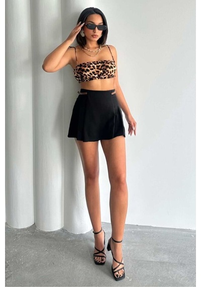 Verymoda Kemer Detaylı Şort Etek D2641 Siyah