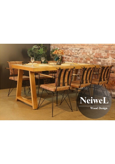 Neiwel Riza Doğal Ahşap Yemek Masası-100-200 Açık Ceviz