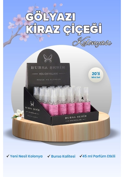 Bursa Şehir Kolonyaları, 20'li Gölyazı Kiraz Çiçeği Kolonyası, Mini Kolonya Seti, Hediyelik Kolonya