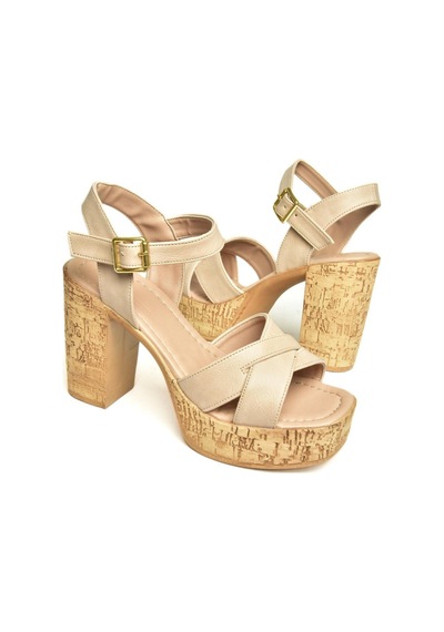 Fox Shoes U996251509 Ten Platform Kalın Topuklu Kadın Ayakkabı Ten