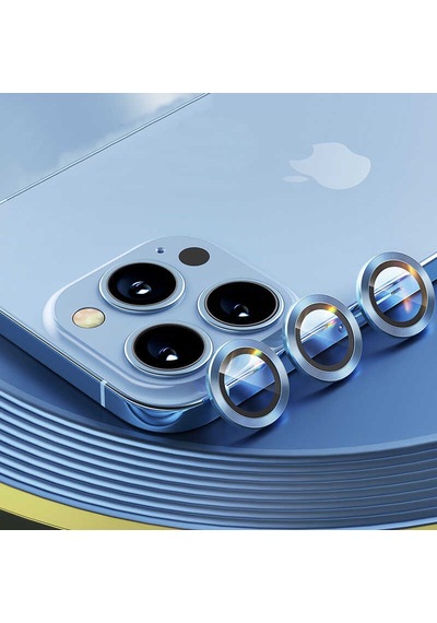 Apple Uyumlu iPhone 13 Pro Mercek-Lens Kamera Koruyucu Sierra Mavi