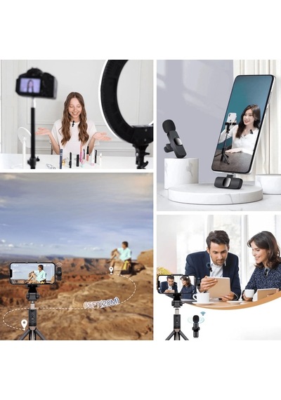 Type C Apple Uyumlu iPhone Dönüştürücülü Kablosuz Yaka Mikrofonu Android Ve Mini Mikrofon Lisinya