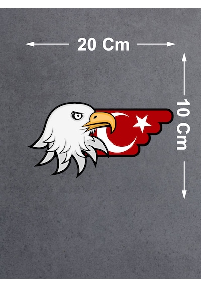 Kartal Ve Türk Bayrağı Sticker - Araba Oto Motosiklet Karavan Sticker - 00727 20x10 Cm