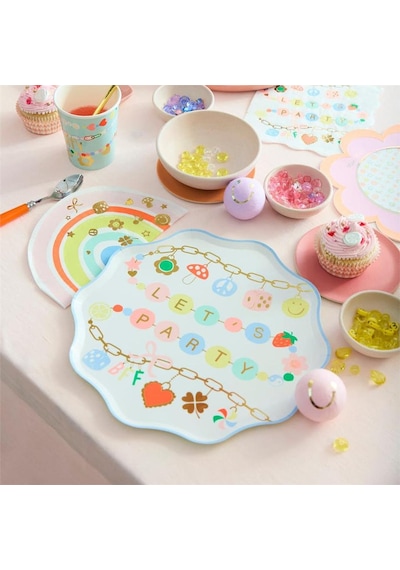 Meri Meri - Charm Party Rainbow Napkins - Bileklik Partisi Gökkuşağı Peçeteler - 16 Adet