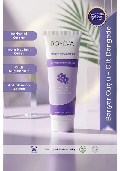 Royéva Hassas ve Kuru Ciltler İçin Bariyer Onarıcı ve Nemlendirici Krem 50 ML