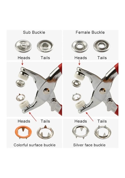 Tineke 9.5 Mm Metal Çıt Çıt, El Pensesi, Set- Gömlek Ve Bebe Çıtç