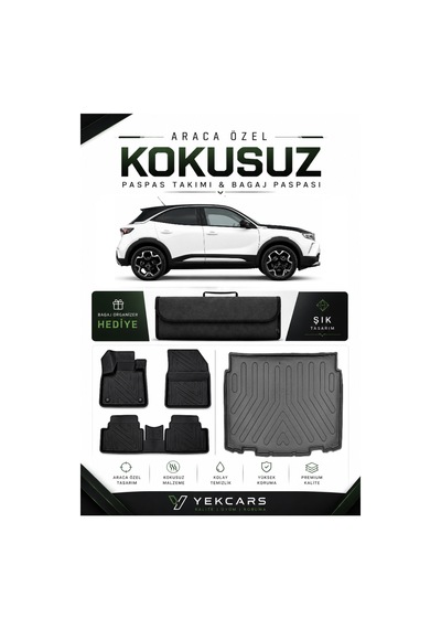 Opel Mokka 2025 Model Aracınıza Özel 4d Karbonlu Kauçuk Paspas Takımı Ve Alt Bagaj Havuzu