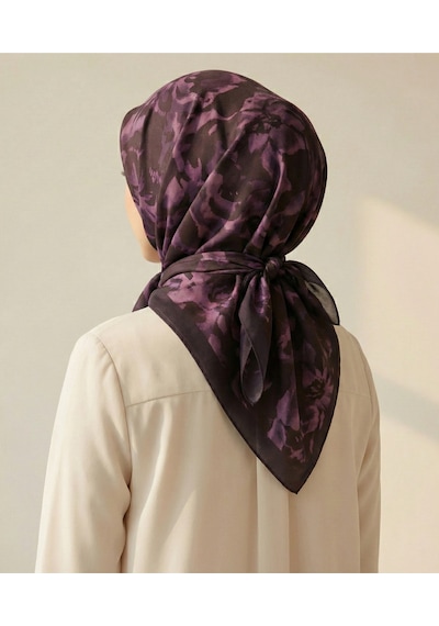 Ahenk Desen 90x90cm Organic Twill Eşarp/fular Siyah - Lila - Mor