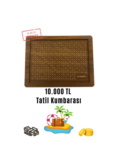 Kumbara Hedef Biriktirme Kumbarası Ahşap Kumbara Parabox 10000 Tl Kumbara