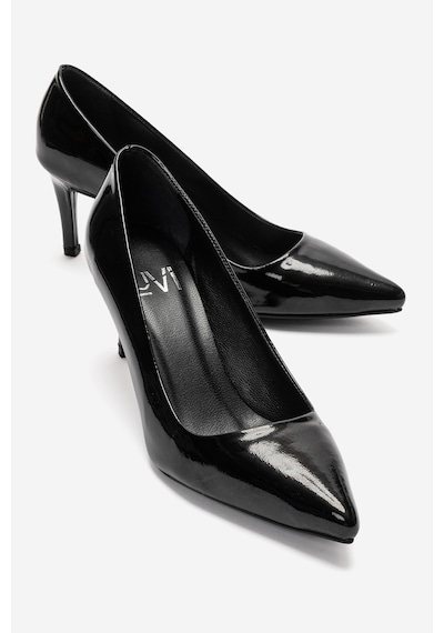 Luvi Shoes Clyde Siyah Rugan Hakiki Deri Kadın Topuklu Ayakkabı Rugan Siyah