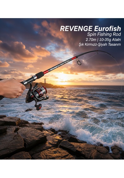 Eurofish 2.70m Spin Kamışı 10-35g Atarlı Şık Kırmızı-siyah Tasarım 2.70 M