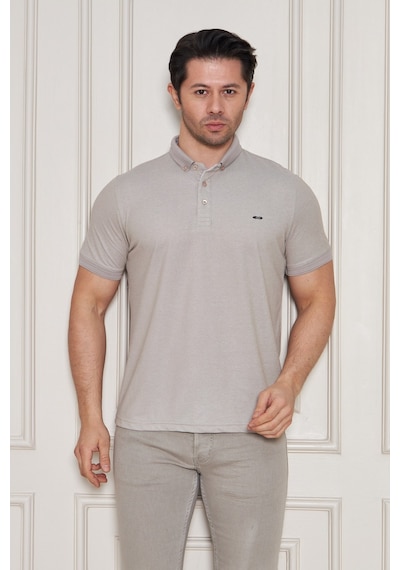Jeus Erkek Pike Lacoste Kumaş Yakalı Bej Tshirt