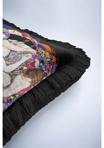 Lüks Sanat Efektli Saçaklı Yastık Kılıfı - Renkli Bohem Stil Siyah Çerçeve Püsküllü Kırlent Kılıfı Sisli Sütlü Kahve Lüks Sanat Efektli Saçaklı Yastık Kılıfı - Renkli Bohem Stil Siyah Çerçeve Püsküllü Kırlent Kılıfı Sisli Sütlü Kahve