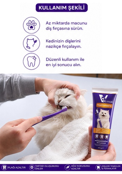 Anti Tartar Kedi Diş Macunu Jel 100 Gr + Silikon Parmak Diş Fırçası
