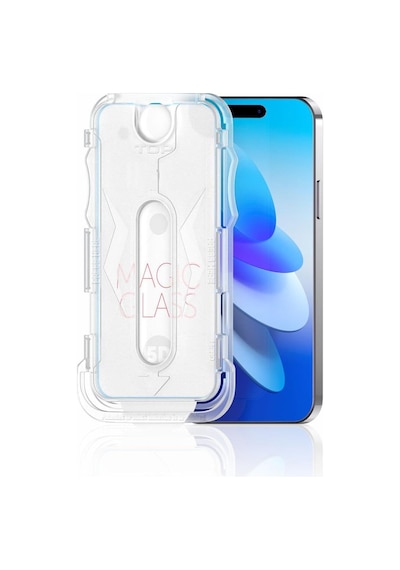 Apple Uyumlu   iPhone 16 Pro Kolay Uygulama Aparatlı 5d Magic Glass Cam Ekran Koruyucu
