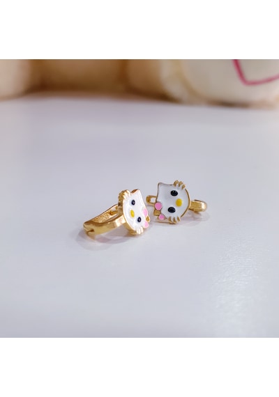 22 Ayar Altın Kaplama Pembe Tokalı Kedi Model Gümüş Çocuk Küpesi