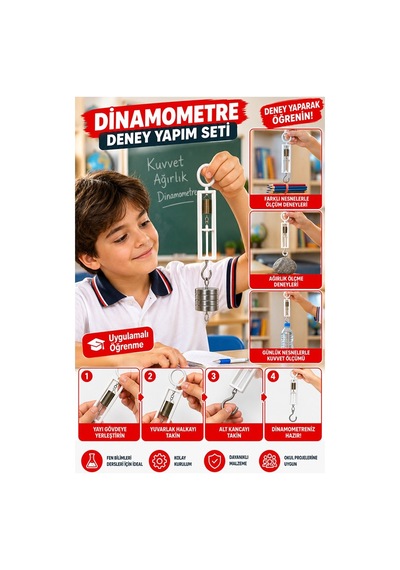 Dinamometre Deney Yapım Seti 1 Adet Deney Proje Tasarım İçin Dinomometre Modeli Deney Malzemesi Okul Sınıf