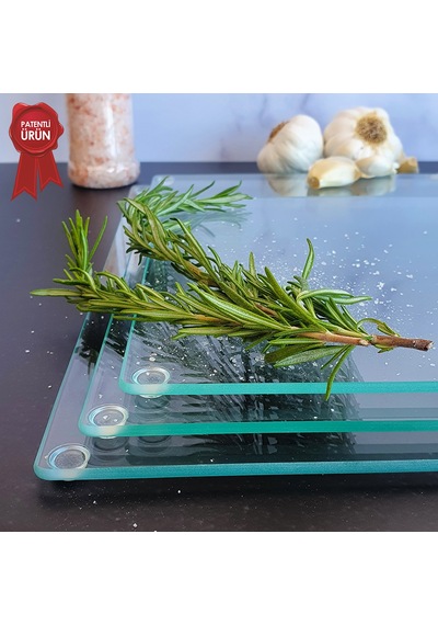 Decorita Cam Kesme Tahtası - Cam Kesme Tablası - 3'lü Takım Saydam