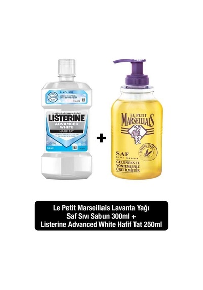 Listerine Advanced White 250 ML + Le Petit Marseillais Lavanta Yağı Saf Sıvı Sabun 300 ML