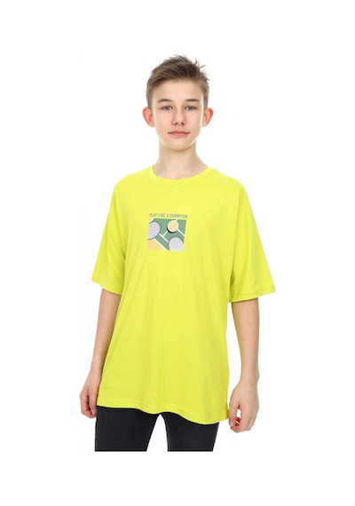 Toontoy Kids Toontoy Erkek Çocuk Play Like Baskılı Tişört Açık Yeşil